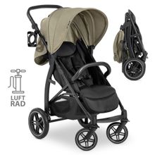 Buggy Rapid 4D AIR (up to 25 kg) - with pneumatic tires, reclining function and XL hood - Olive