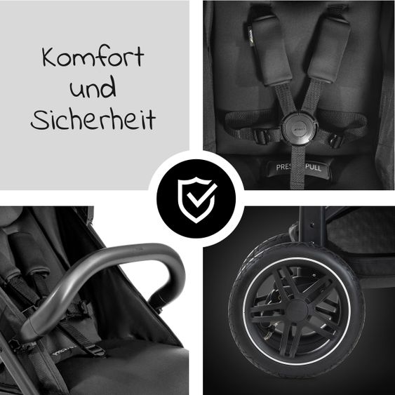 Hauck Buggy Rapid 4D AIR (bis 25 kg) - mit Luftreifen, Liegefunktion und XL Verdeck - Olive