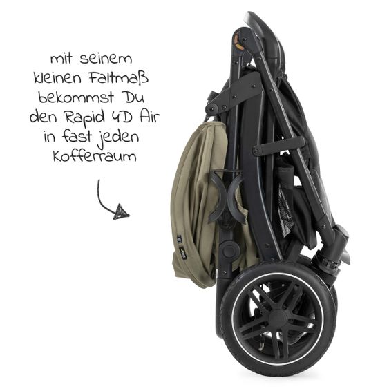 Hauck Buggy Rapid 4D AIR (bis 25 kg) - mit Luftreifen, Liegefunktion und XL Verdeck - Olive