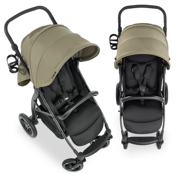 Hauck Buggy Rapid 4D AIR (bis 25 kg) - mit Luftreifen, Liegefunktion und XL Verdeck - Olive