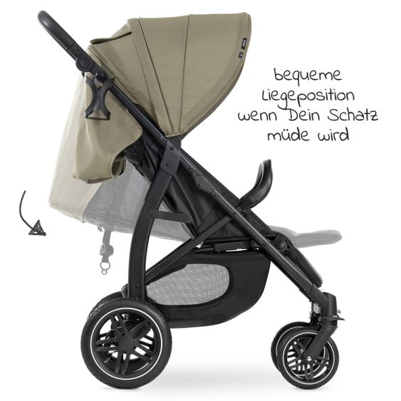 Hauck Buggy Rapid 4D AIR (bis 25 kg) - mit Luftreifen, Liegefunktion und XL Verdeck - Olive