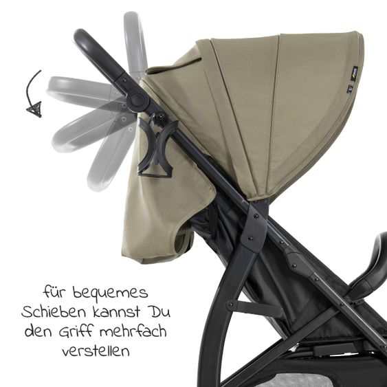 Hauck Buggy Rapid 4D AIR (bis 25 kg) - mit Luftreifen, Liegefunktion und XL Verdeck - Olive