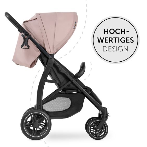 Hauck Passeggino Rapid 4D (fino a 25 kg) con capottina XL e pneumatici all-terrain - incluso pacchetto accessori XXL e cavallo giocattolo Klipp Klapp - Dutsy Rose