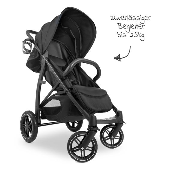 Hauck Buggy Rapid 4D (fino a 25 kg) - Tettuccio XL e pneumatici All-Terrain - Nero