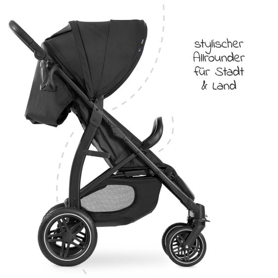 Hauck Buggy Rapid 4D (fino a 25 kg) - Tettuccio XL e pneumatici All-Terrain - Nero