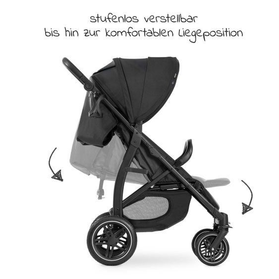 Hauck Buggy Rapid 4D (fino a 25 kg) - Tettuccio XL e pneumatici All-Terrain - Nero