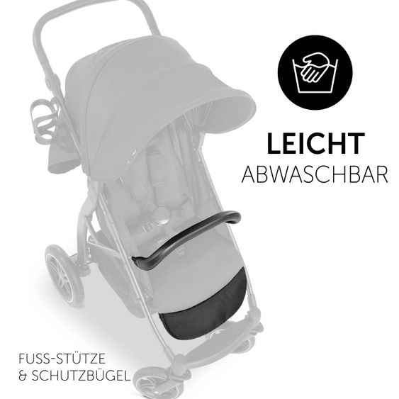 Hauck Buggy Rapid 4D (fino a 25 kg) - Tettuccio XL e pneumatici All-Terrain - Nero