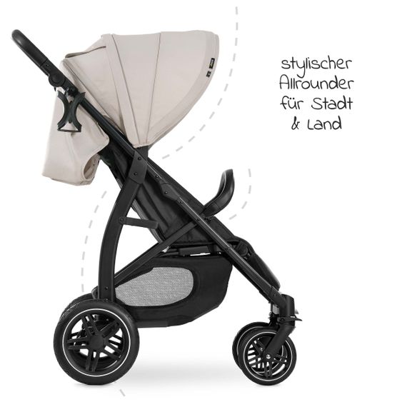 Hauck Buggy Rapid 4D (up to 25 kg) - XL Canopy & All-Terrain Tires - Classic Beige