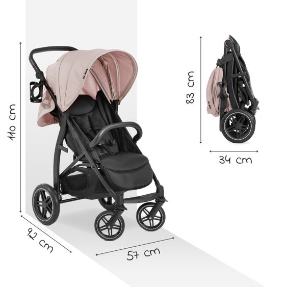 Hauck Buggy Rapid 4D (bis 25 kg) - XL Verdeck & All-Terrain Bereifung - Dutsy Rose