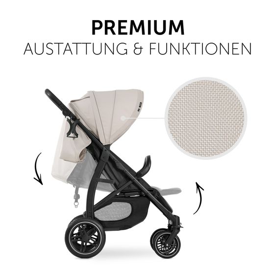 Hauck Buggy Rapid 4D (fino a 25 kg) - capottina XL e pneumatici all-terrain - incluso pacchetto accessori XXL e asino giocattolo Fehn - Classic Beige