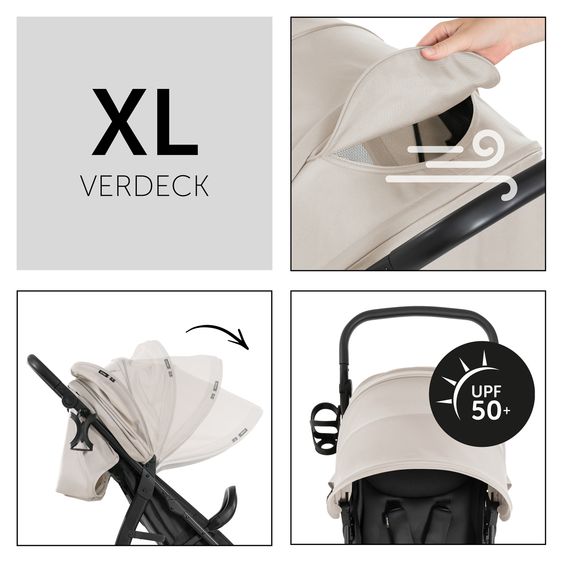 Hauck Buggy Rapid 4D (bis 25 kg) - XL Verdeck & All-Terrain Bereifung - inkl. XXL Zubehörpaket & Fehn Spieltier Eselchen - Classic Beige