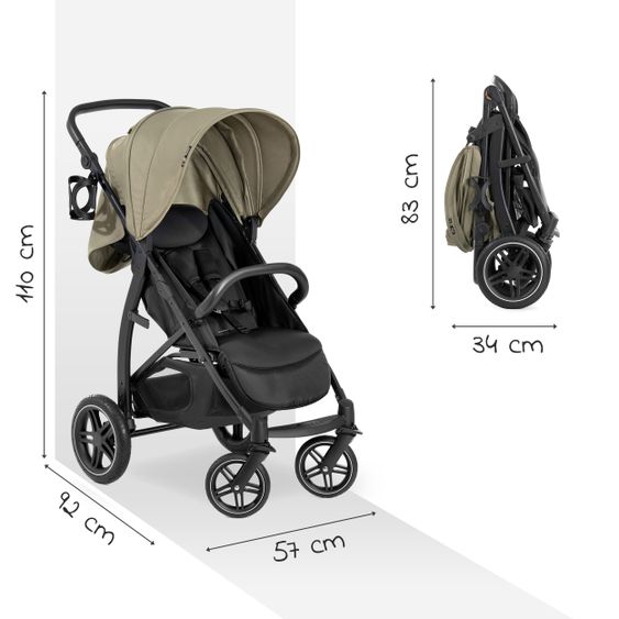 Hauck Buggy Rapid 4D (bis 25 kg) - XL Verdeck & All-Terrain Bereifung - Olive