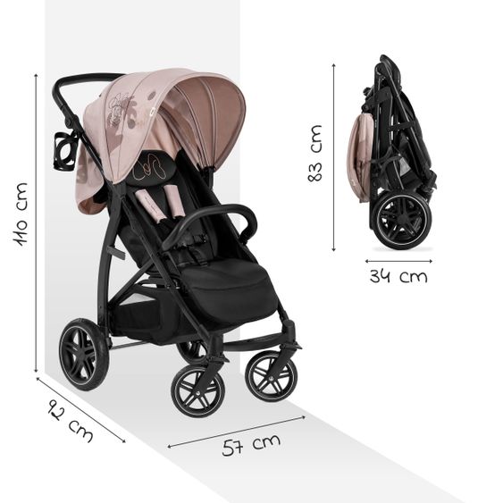 Hauck Buggy Rapid 4D (bis 25kg) XL Verdeck & All-Terrain Bereifung - Disney - Minnie Mouse Rose