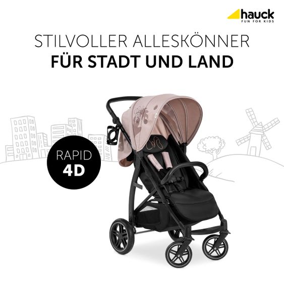 Hauck Buggy Rapid 4D (bis 25kg) XL Verdeck & All-Terrain Bereifung - Disney - Minnie Mouse Rose