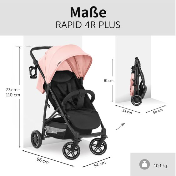 Hauck Buggy Rapid 4R Plus (bis 25 kg) - Rose