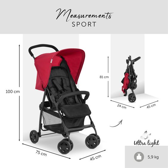 Hauck Buggy Sport incl. protection package - Red