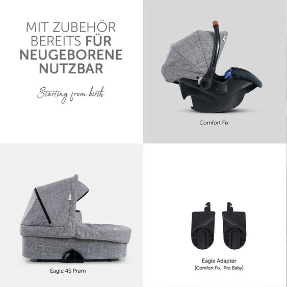 Hauck Buggy & Sportwagen Eagle 4S (bis 25 kg belastbar) - Melange Grey