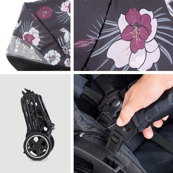 Hauck Mars passeggino e carrozzina (carico massimo 25 kg) - Wild Blooms Nero