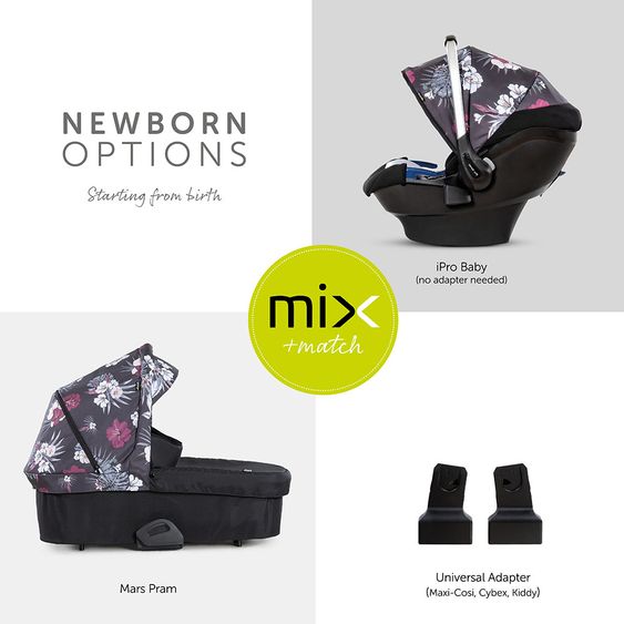 Hauck Mars passeggino e carrozzina (carico massimo 25 kg) - Wild Blooms Nero
