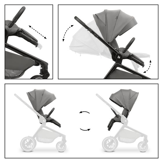 Hauck Buggy & Pushchair Move N Care incl. comfort seat pad & adapter for infant car seat - Dark Grey
