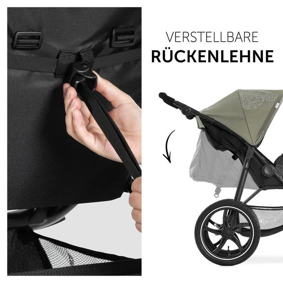 Hauck Buggy & Pushchair Runner with large air tyres incl. comfort seat pad - Disney Mickey Mouse - Olive
