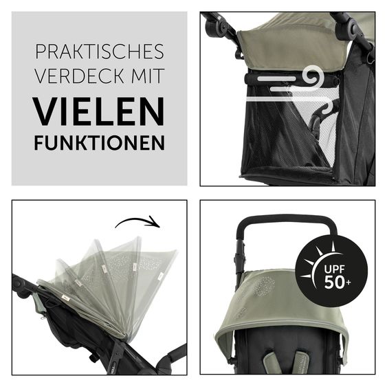Hauck Buggy & Pushchair Runner with large air tyres incl. comfort seat pad - Disney Mickey Mouse - Olive