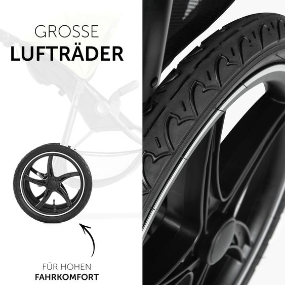 Hauck Buggy & Pushchair Runner with large air tyres incl. comfort seat pad - Disney Mickey Mouse - Olive