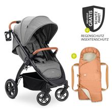 Buggy & Sportwagen UpTown Black inkl. 3in1  Babynest Carry N Play & XXL Zubehörpaket - Melange Grey