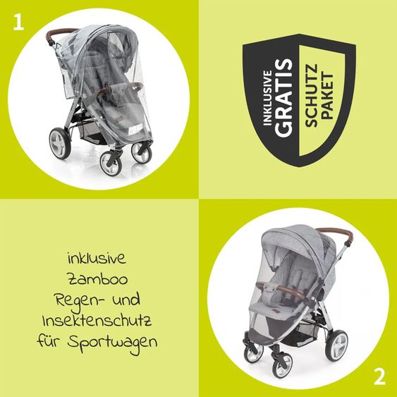 Hauck Buggy & Sportwagen UpTown Black inkl. 3in1  Babynest Carry N Play & XXL Zubehörpaket - Melange Grey