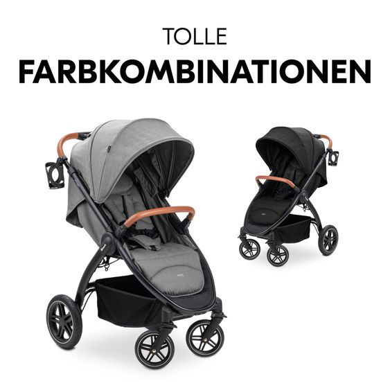 Hauck Buggy & Sportwagen UpTown Black inkl. 3in1  Babynest Carry N Play & XXL Zubehörpaket - Melange Grey