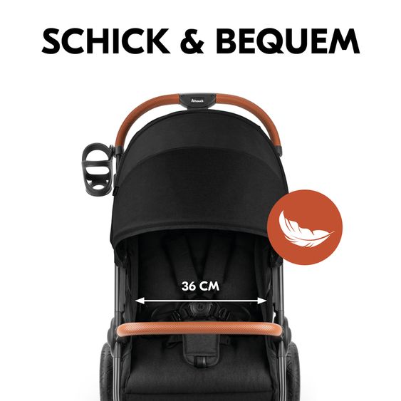 Hauck Buggy & Sportwagen UpTown Black (mit Liegefunktion & Einhand-Faltung) inkl. XXL Zubehörpaket - Melange Black