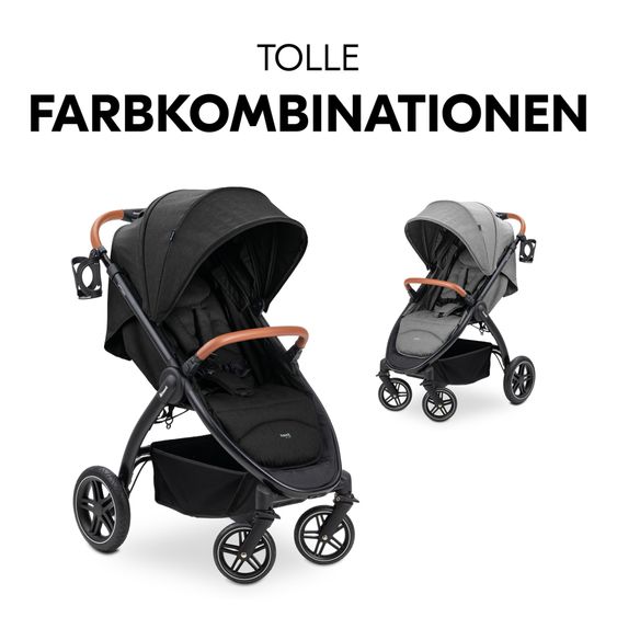 Hauck Buggy & Sportwagen UpTown Black (mit Liegefunktion & Einhand-Faltung) inkl. XXL Zubehörpaket - Melange Black