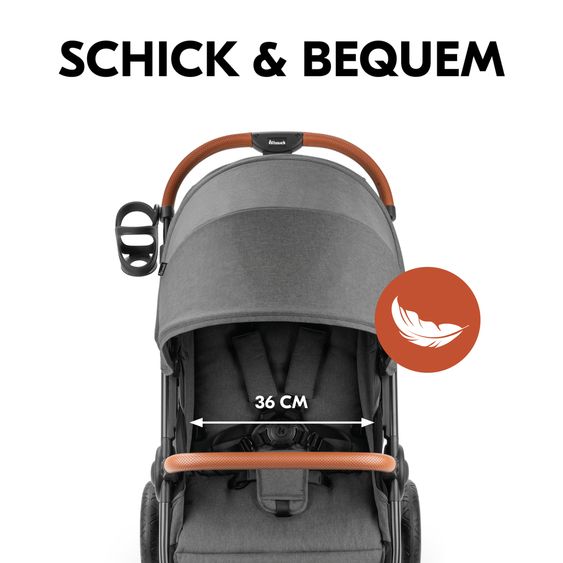 Hauck Buggy & Sportwagen UpTown Black (mit Liegefunktion, Schieber höhenverstellbar, Einhand-Faltung) - Melange Grey