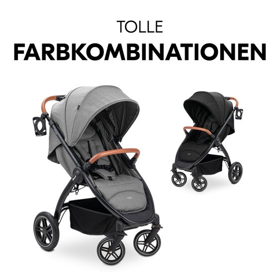 Hauck Buggy & Sportwagen UpTown Black (mit Liegefunktion, Schieber höhenverstellbar, Einhand-Faltung) - Melange Grey