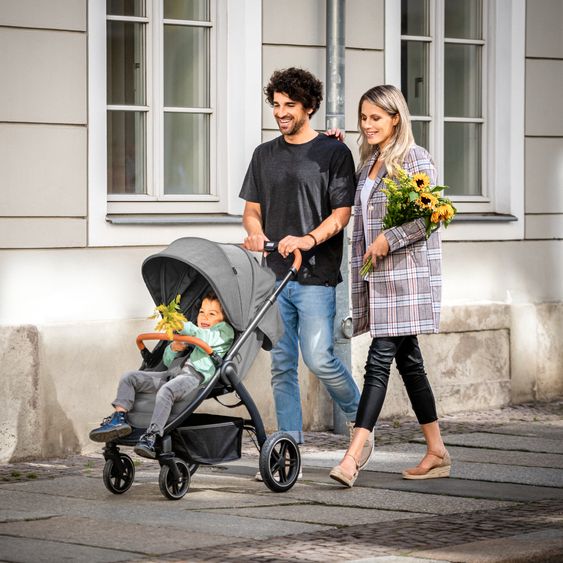 Hauck Buggy & Sportwagen UpTown Black (mit Liegefunktion, Schieber höhenverstellbar, Einhand-Faltung) - Melange Grey