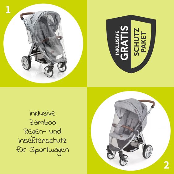 Hauck Buggy & Stroller UpTown (with recline function & one-hand fold) incl. XXL accessories package - Melange Beige