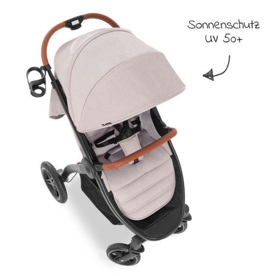 Hauck Buggy & Stroller UpTown (with recline function & one-hand fold) incl. XXL accessories package - Melange Beige