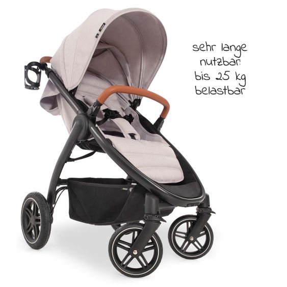 Hauck Buggy & Stroller UpTown (with recline function & one-hand fold) incl. XXL accessories package - Melange Beige