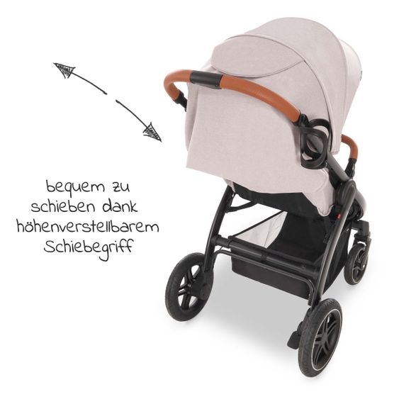 Hauck Buggy & Stroller UpTown (with recline function & one-hand fold) incl. XXL accessories package - Melange Beige