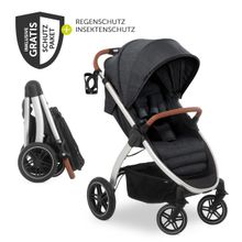 Buggy & Stroller UpTown (with recline function & one-hand fold) incl. XXL accessories package - Melange Black