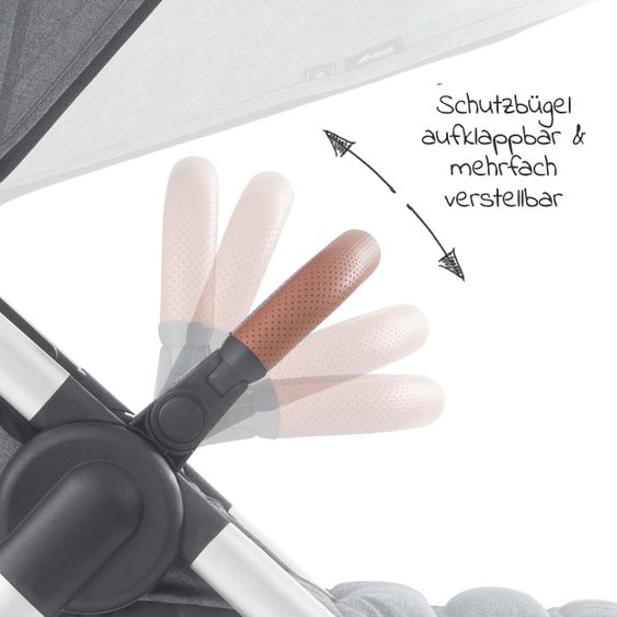 Hauck Buggy & Sportwagen UpTown (mit Liegefunktion & Einhand-Faltung) inkl. XXL Zubehörpaket - Melange Grey