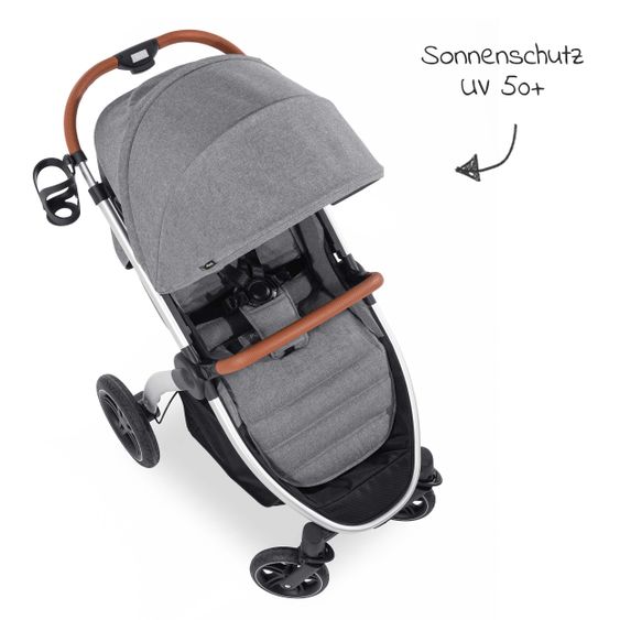 Hauck Buggy & Sportwagen UpTown (mit Liegefunktion & Einhand-Faltung) inkl. XXL Zubehörpaket - Melange Grey