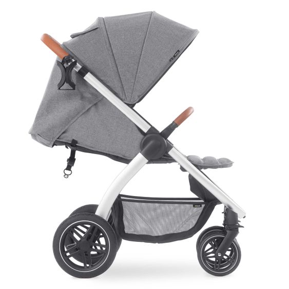 Hauck Buggy & Sportwagen UpTown (mit Liegefunktion & Einhand-Faltung) inkl. XXL Zubehörpaket - Melange Grey