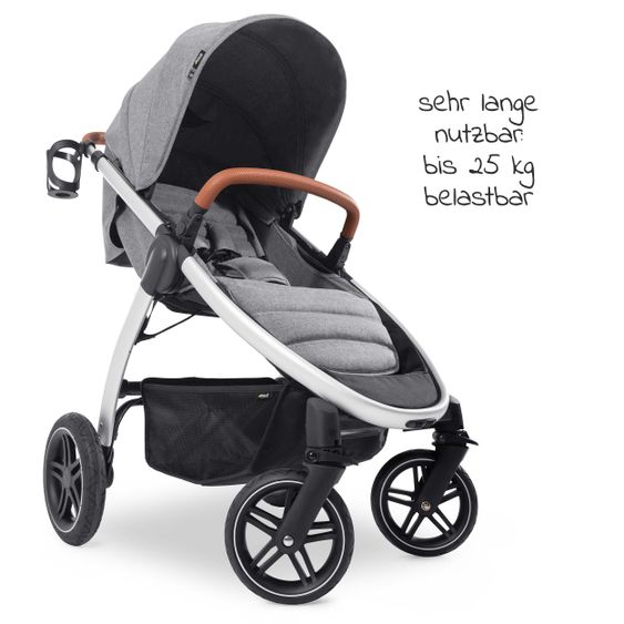 Hauck Buggy & Sportwagen UpTown (mit Liegefunktion & Einhand-Faltung) inkl. XXL Zubehörpaket - Melange Grey