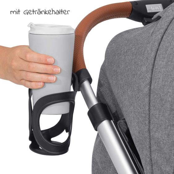 Hauck Buggy & Sportwagen UpTown (mit Liegefunktion & Einhand-Faltung) inkl. XXL Zubehörpaket - Melange Grey