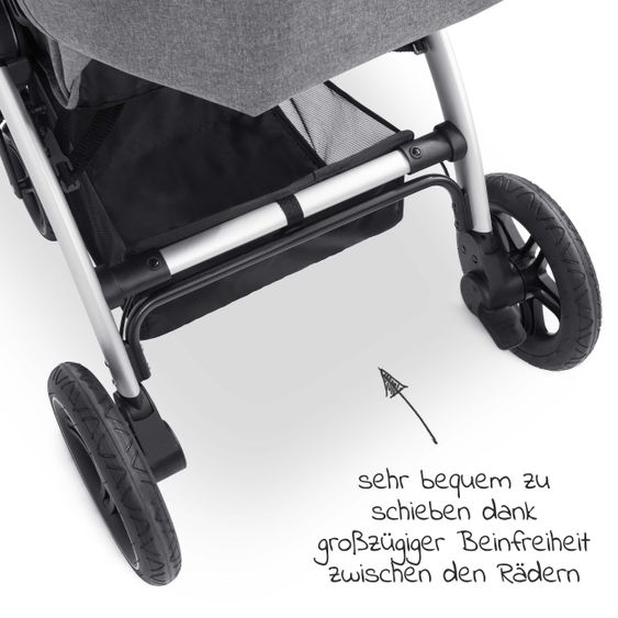 Hauck Buggy & Sportwagen UpTown (mit Liegefunktion & Einhand-Faltung) inkl. XXL Zubehörpaket - Melange Grey