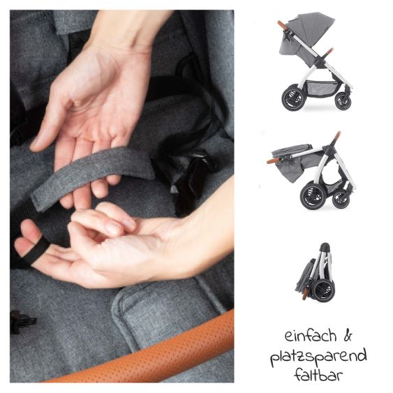 Hauck Buggy & Sportwagen UpTown (mit Liegefunktion & Einhand-Faltung) inkl. XXL Zubehörpaket - Melange Grey