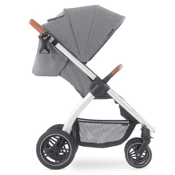 Hauck Buggy & Sportwagen UpTown (mit Liegefunktion & Einhand-Faltung) inkl. XXL Zubehörpaket - Melange Grey