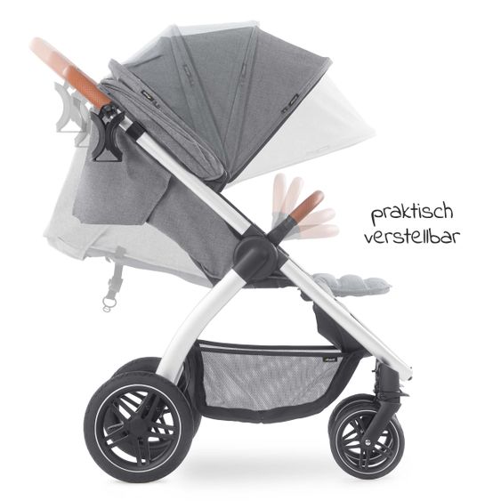 Hauck Buggy & Sportwagen UpTown (mit Liegefunktion & Einhand-Faltung) inkl. XXL Zubehörpaket - Melange Grey