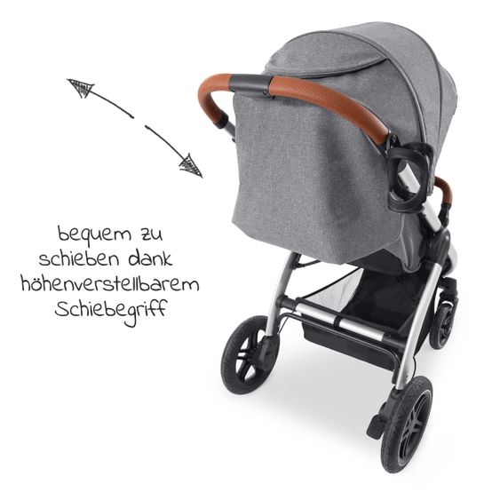 Hauck Buggy & Sportwagen UpTown (mit Liegefunktion & Einhand-Faltung) inkl. XXL Zubehörpaket - Melange Grey